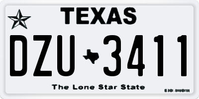 TX license plate DZU3411