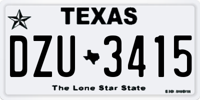 TX license plate DZU3415