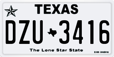 TX license plate DZU3416
