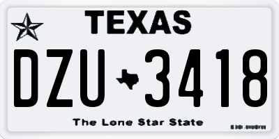TX license plate DZU3418