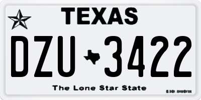 TX license plate DZU3422