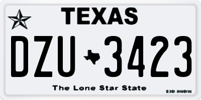 TX license plate DZU3423