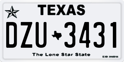 TX license plate DZU3431