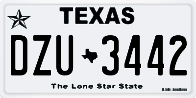 TX license plate DZU3442