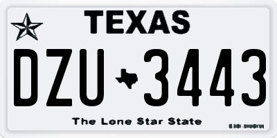 TX license plate DZU3443