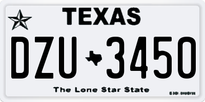 TX license plate DZU3450