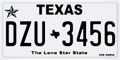 TX license plate DZU3456