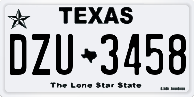 TX license plate DZU3458