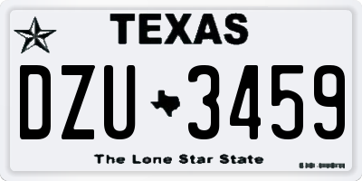 TX license plate DZU3459