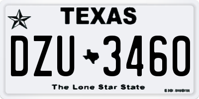 TX license plate DZU3460