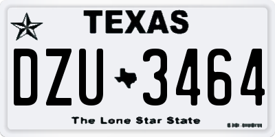 TX license plate DZU3464