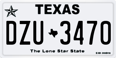 TX license plate DZU3470