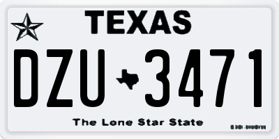 TX license plate DZU3471