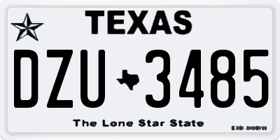 TX license plate DZU3485