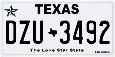 TX license plate DZU3492
