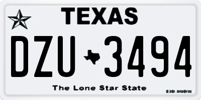 TX license plate DZU3494