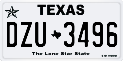 TX license plate DZU3496