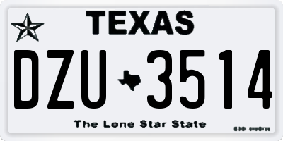 TX license plate DZU3514