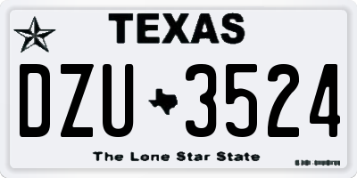 TX license plate DZU3524