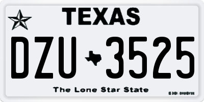 TX license plate DZU3525