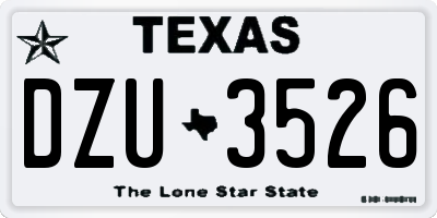 TX license plate DZU3526