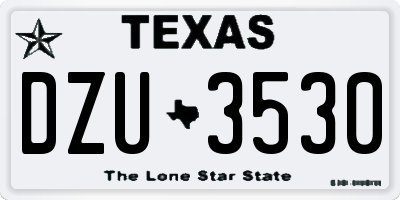 TX license plate DZU3530