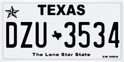 TX license plate DZU3534