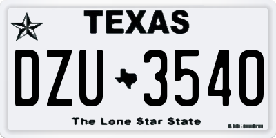 TX license plate DZU3540