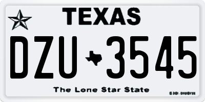 TX license plate DZU3545