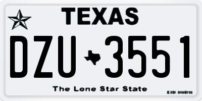 TX license plate DZU3551