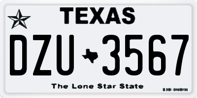 TX license plate DZU3567