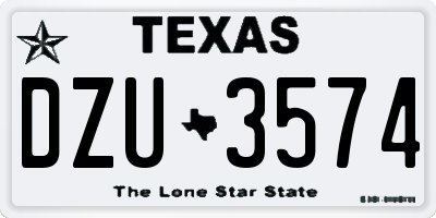 TX license plate DZU3574