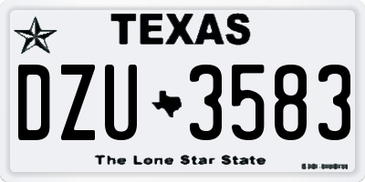 TX license plate DZU3583