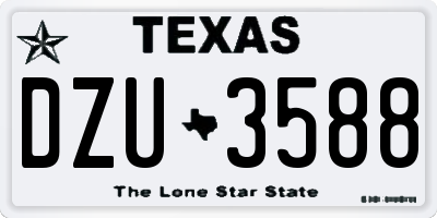 TX license plate DZU3588