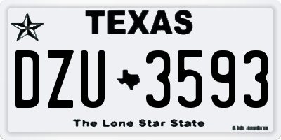 TX license plate DZU3593