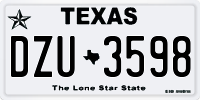 TX license plate DZU3598