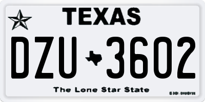 TX license plate DZU3602
