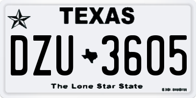 TX license plate DZU3605