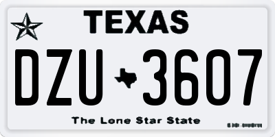 TX license plate DZU3607