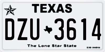 TX license plate DZU3614