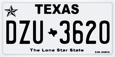 TX license plate DZU3620