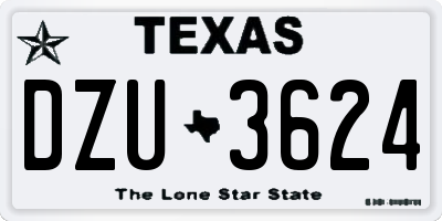 TX license plate DZU3624