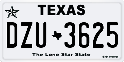 TX license plate DZU3625
