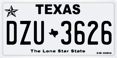 TX license plate DZU3626