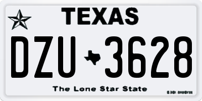 TX license plate DZU3628
