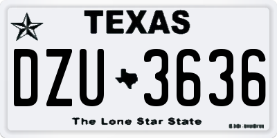 TX license plate DZU3636