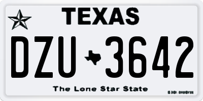 TX license plate DZU3642