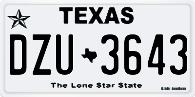 TX license plate DZU3643