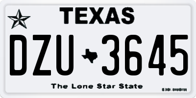TX license plate DZU3645