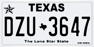 TX license plate DZU3647